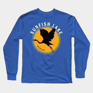 Sunfish Lake in Michigan Heron Sunrise Long Sleeve T-Shirt